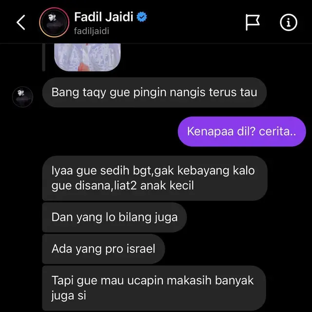Fadil Jaidi sangat terharu dan sedih melihat kondisi di Palestina.