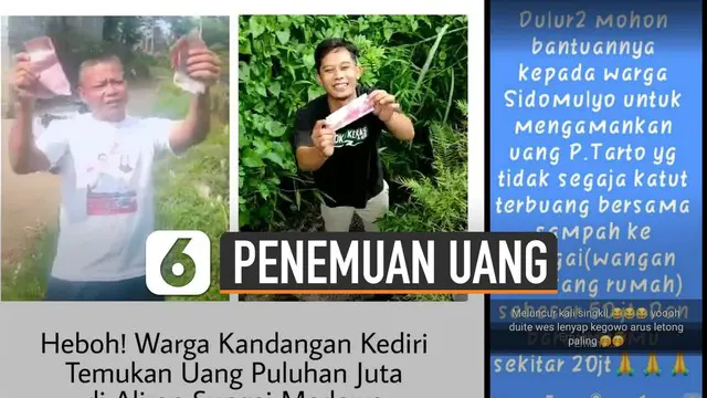 Buat geger warga sekampung saat menemukan uang ratusan ribu di sungai.