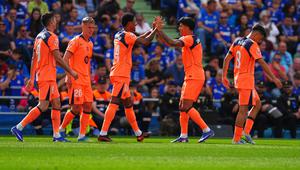 Barcelona berhasil meraih kemenangan 2-0 atas Getafe pada laga pekan ke-32 La Liga di Estadio Coliseum, Getafe, Sabtu (25/04/2026) malam WIB. Berkat hasil positif tersebut, El Barca semakin dekat dengan trofi juara. (AP Photo/Manu Fernandez)