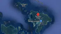 Pulau Tambelan di Kabupaten Bintan dilelang Rp1,4 triliun di Instagram membuat heboh banyak orang. (Liputan6.com/ Google Map)