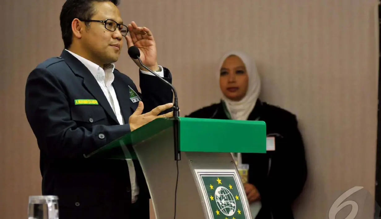 Kementerian Ini Diganti, Muhaimin Akan Lawan Jokowi. Menurut Muhaimin Iskandar isu penghapusan Kementerian Agama menyesatkan, Jakarta, (17/9/14) (Liputan6.com/Johan Tallo)