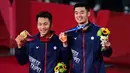 Sementara pada Olimpiade Tokyo 2020, Lee Yang/Wang Chi Lin merebut medali emas setelah mengalahkan wakil China, Li Junhui/Liu Yuchen dengan dua gim langsung, 21-18, 21-12. (AFP/Pedro Pardo)