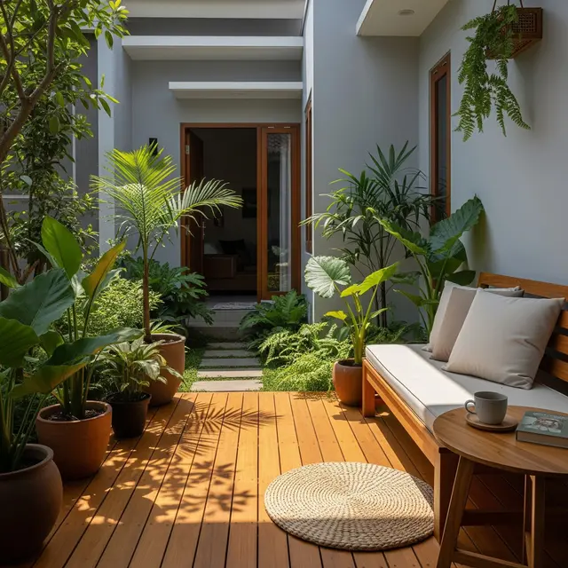 9 Desain Teras Rumah Minimalis dengan Sentuhan Tanaman Tropis, Menciptakan Kesejukan