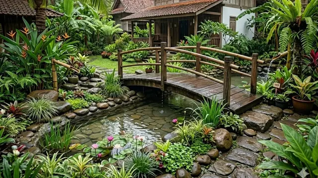 Taman Hujan dengan Jembatan Mini