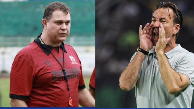 Carlos Parreira vs Jean-Paul van Gastel saat Madura United vs PSIM Yogyakarta di BRI Super League 2025/2026