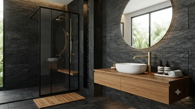 Model Kamar Mandi dengan Batu Alam