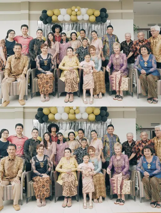 Para keluarga besar yang hadir tampil kompak mengenakan busana tradisional, berupa kebaya dan batik.  [@mrssharena]