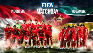 Timnas Indonesia Vs Mozambik, FIFA Matchday. (Photo Bola.com/Bagaskara Lazuardi, graph generated AI Chatgpt)