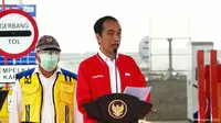 Presiden Jokowi meresmikan Jalan Tol Kayu Agung - Palembang - Betung Ruas Kayuagung - Palembang (Kramasan), di Kota Palembang, Selasa (26/1/2021).