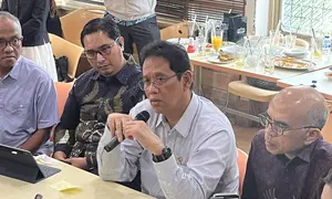 Menteri Keuangan (Menkeu) Purbaya Yudhi Sadewa bertemu dengan media di kawasan Sunter, Jakarta Utara, Selasa (8/9/2026). (Liputan6.com/Christian)