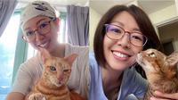 Cindy Cheng, seorang penyintas kanker bersama kucing kesayangannya. (Dok: Cindy Cheng)