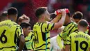 Tim berjuluk Meriam London tersebut berhasil mengalahkan Setan Merah dengan skor 1-0. (AP Photo/Dave Thompson)