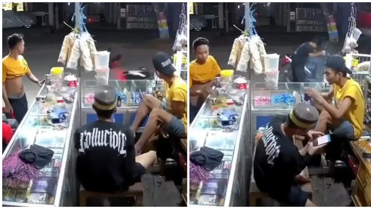 Jatuh dari Motor, Aksi Pengendara dan Penjaga Warung Ini Bikin Enggak Habis Pikir