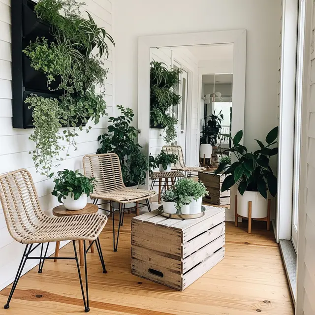 Teras Depan Rumah Sempit Tapi Cantik dari Furniture Daur Ulang Hemat Budget (Image by Gemini AI)