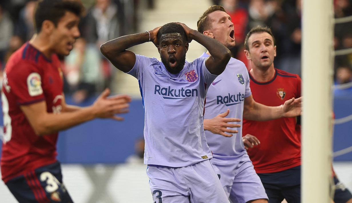 Samuel Umtiti. Bek tengah Prancis berusia 28 tahun ini didatangkan Barcelona dari Olympique Lyon pada awal musim 2016/2017 dengan nilai transfer 25 juta euro atau kini setara Rp381 miliar. Hingga kini ia total telah tampil dalam 133 laga bersama Barcelona di semua ajang dengan torehan 2 gol dan 1 assist. Sementara bersama Timnas Prancis ia telah mengoleksi 31 caps dengan torehan 4 gol sejak melakukan debut pada 3 Juli 2016. (AFP/Ander Gillenea)