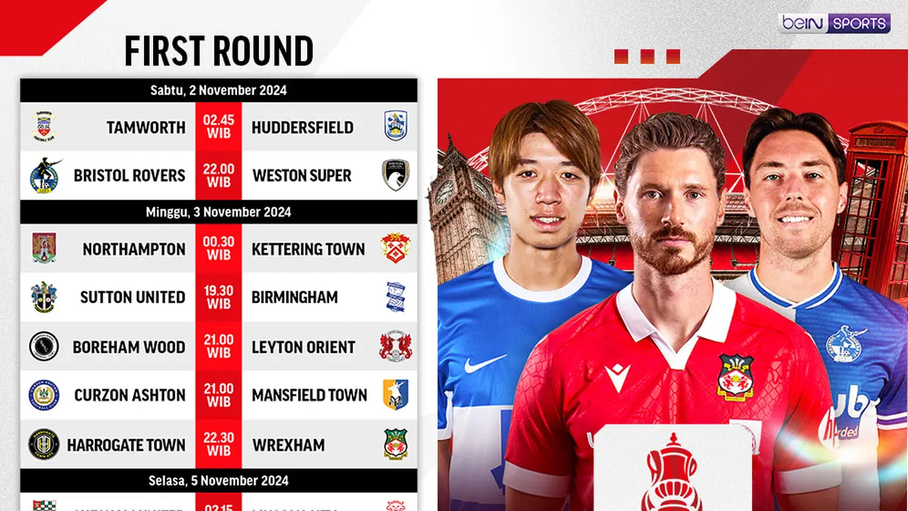 Jadwal Piala FA 2024/25: First Round Akhir Pekan di VIdio