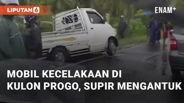 Mobil pikap K 9150 FS ringsek akibat kecelakaan di Jalan Wates-Purworejo, Kulon Progo. Sopir truk terjepit kabin, dievakuasi Basarnas dan PMI ke RSUD Wates setelah 1 jam