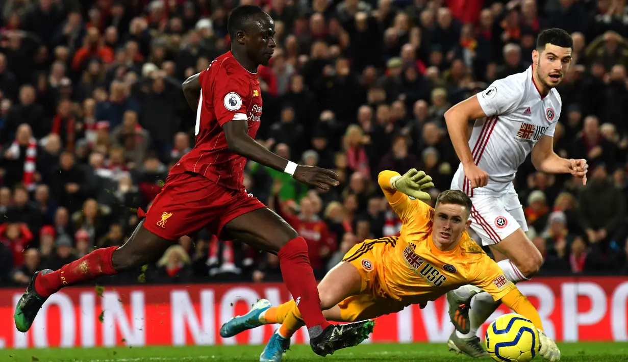 Secara keseluruhan, Mane sudah menorehkan 18 gol dan 12 assist dalam 38 pertandingan untuk Liverpool di seluruh kompetisi musim ini. (AFP/Paul Ellis)