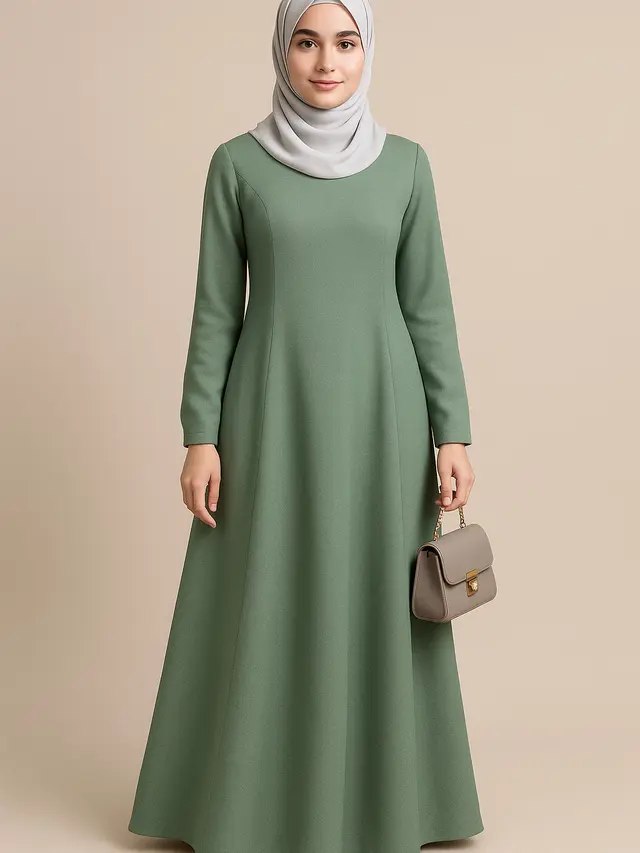 Gamis A-Line Polos untuk Pengajian Maulid Nabi