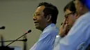 Dalam Jumpa pers, Mahfud MD menampik bahwa pertemuan tersebut membahas wacana untuk memasangkan dirinya dengan bakal capres dari PDI Perjuangan, Joko Widodo.Rabu (30/4/2014) (Liputan6.com/Johan Tallo).