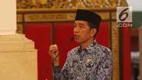 Presiden Jokowi membuka Rapat Kerja Nasional Korps Pegawai Republik Indonesia (KORPRI) di Istana Negara, Selasa (26/2). Jokowi meminta seluruh aparatur negara mampu merespons perkembangan teknologi yang berjalan sangat cepat. (Liputan6.com/Angga Yuniar)
