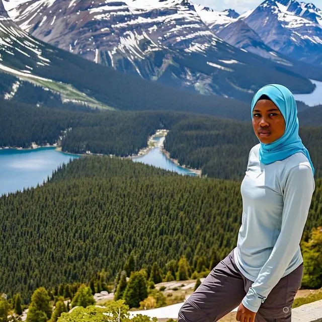 Camping Outfit Hijab. Foto: Meta AI