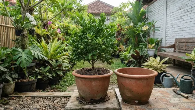 Pengaturan ukuran pot pohon jeruk sesuai usia