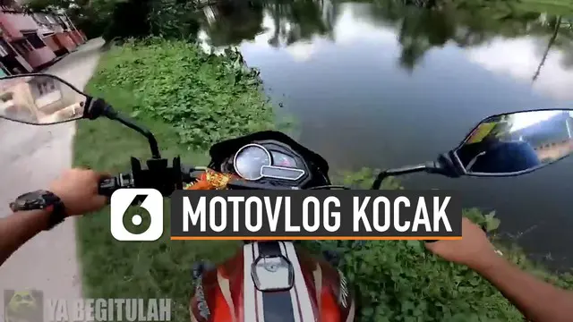VIDEO: Kocak, Motovloger Nyemplung Sungai Saat Buat Video