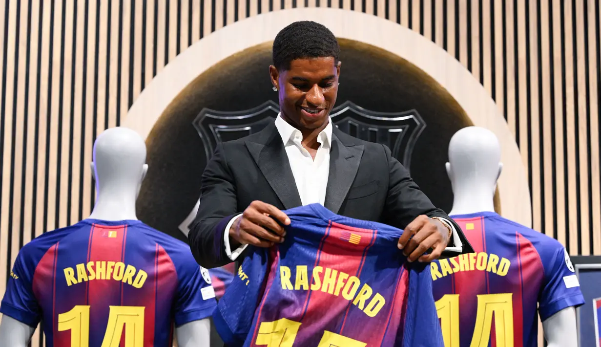 Rashford adalah pemain Inggris pertama yang menandatangani kontrak dengan Barcelona sejak Gary Lineker pada tahun 1986. (AFP/Josep Lago)