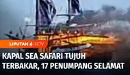 Kapal wisata Sea Safari 7 terbakar di perairan Labuan Bajo, Nusa Tenggara Timur. Ada sebanyak 33 penumpang, 17 di antaranya warga negara asing yang berhasil diselamatkan.