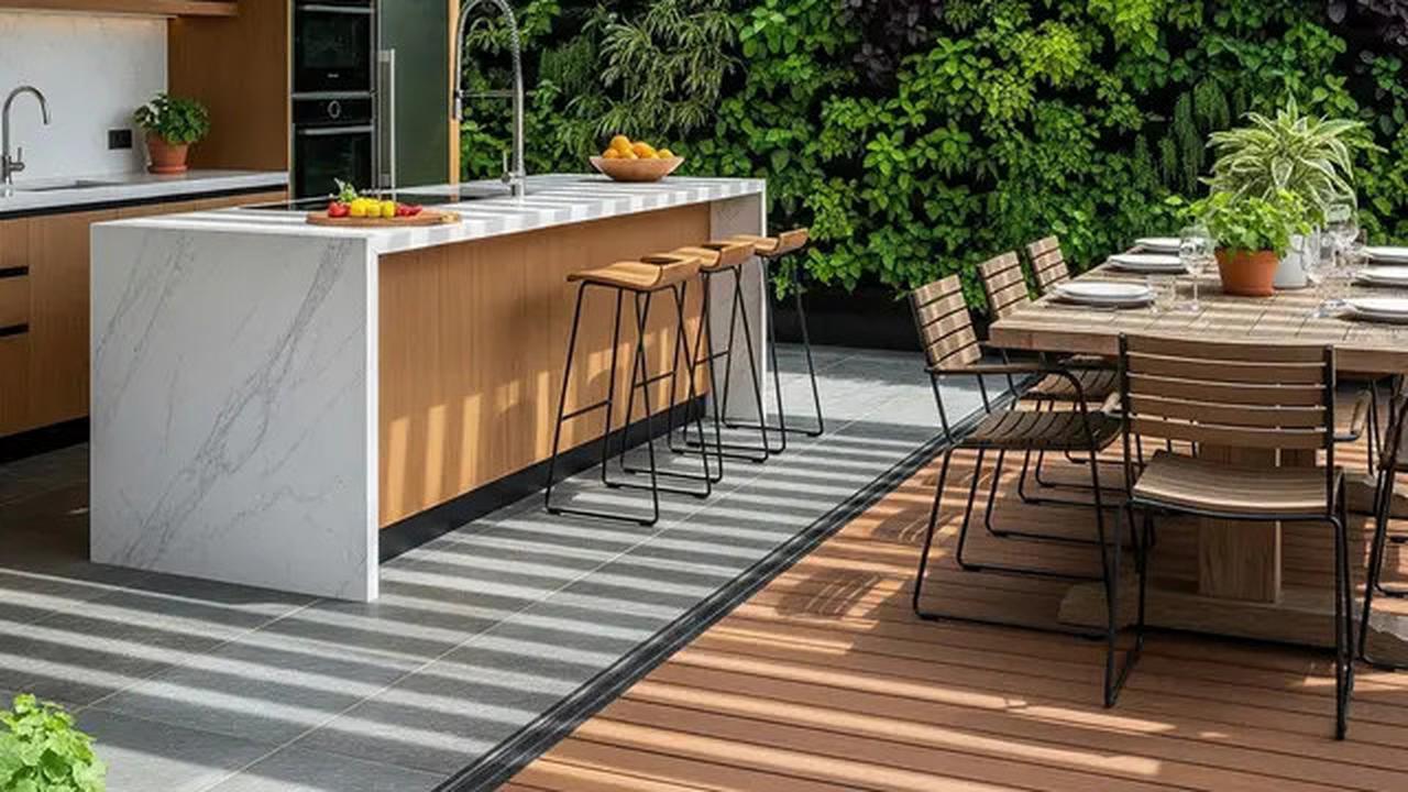 7 Model Dapur Kecil dengan Tanaman Hijau di Belakang dan Sekat Minimalis