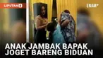Aksi suami joget bareng biduan kerap kali buat hati istri panas. Namun hal berbeda dialami pria beristri berikut ini di sebuah hajatan. Pria ini dihampiri dan dijambak oleh sang anak yang kesal.