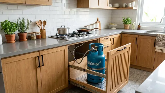 Desain Tempat Tabung Gas di Kitchen Set yang Estetik