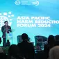 Ketua Koalisi Indonesia Bebas TAR (KABAR), Ariyo Bimmo saat menyampaikan pidato di Forum Asia Pacific Harm Reduction Forum (APHRF) 2024. (Istimewa)