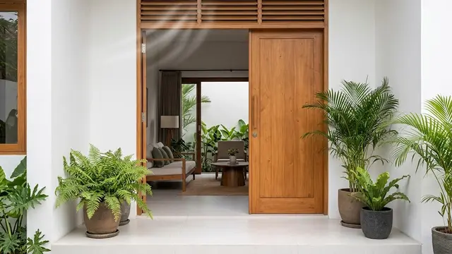 Lubang Angin Kayu Horizontal di Atas Pintu