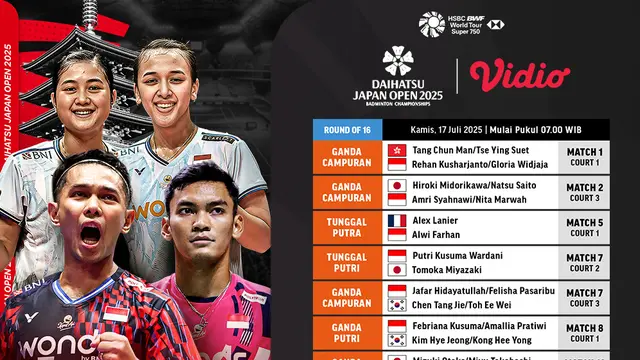 Saksikan Daihatsu Japan Open 2025, Live Streaming pada Babak 16 Besar di Vidio