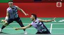 Dengan kemenangan ini, Fajar/Rian berhasil melangkah ke perempat final Indonesia Open 2023. (Liputan6.com/Helmi Fithriansyah)