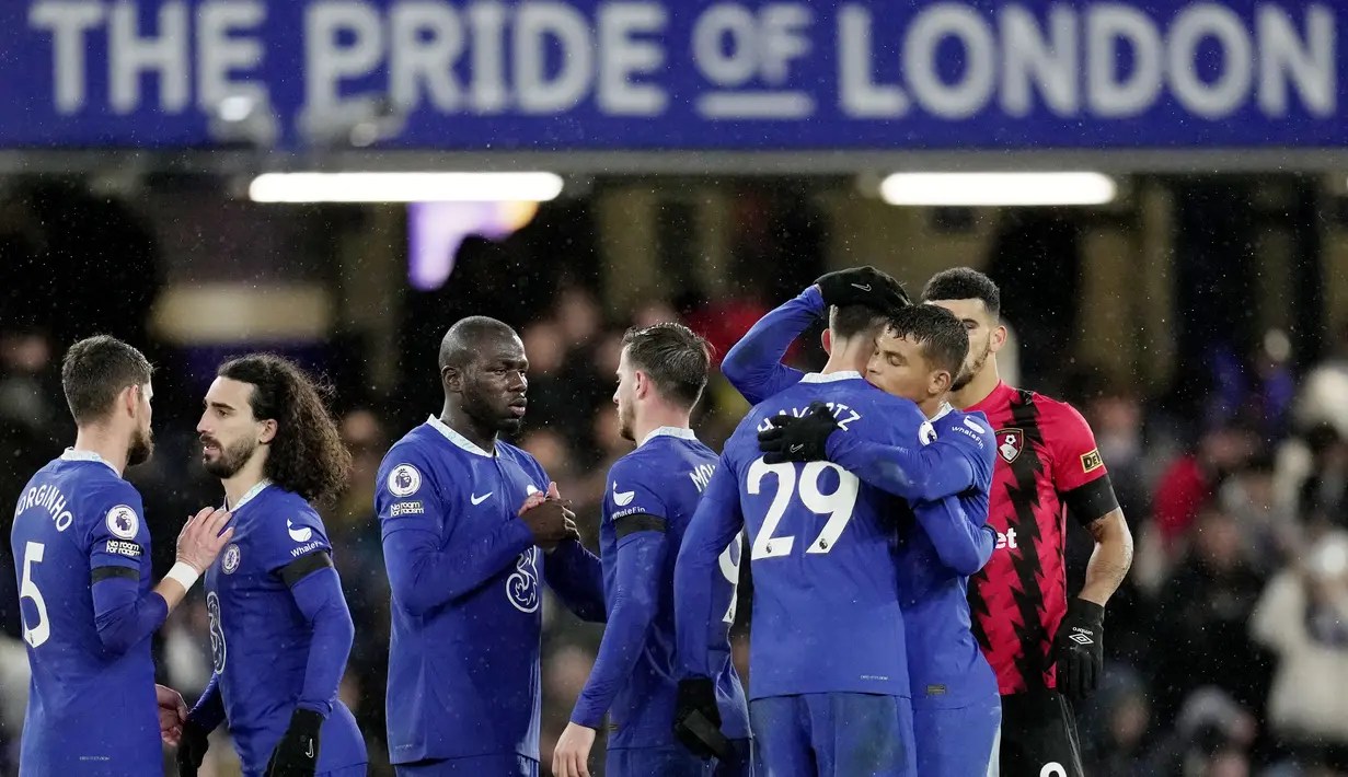 Berkat kemenangan ini, Chelsea naik ke peringkat delapan klasemen dengan koleksi poin 24. Sementara itu, Bournemouth menduduki posisi ke-14 dengan poin 16. (AP Photo/Kin Cheung)