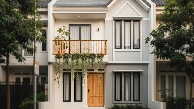 Rumah Mungil Bergaya Skandinavian dengan Balkon Kayu