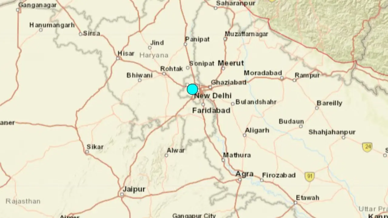 Lokasi gempa bumi di India. (USGS)