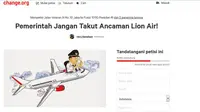 Petisi Change.org dukung pemerintah tindak tegas Lion Air.