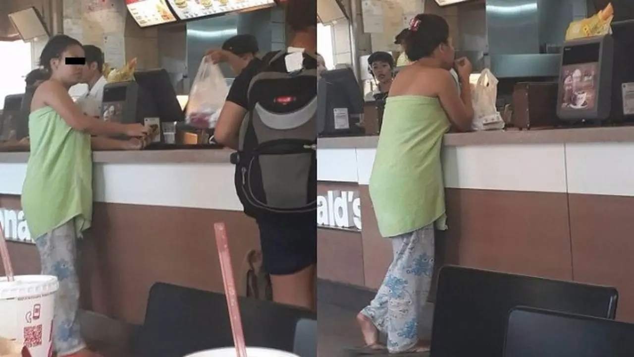 Pakai Handuk Saat Pesan Makanan Cepat Saji, Foto Wanita Ini Viral