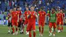 Skor tetap 1-0 untuk kemenangan Italia hingga akhir laga. Meski kalah, Wales tetap lolos sebagai runner-up mendampingi Italia ke babak 16 Besar. Wales mengoleksi 4 poin, sama seperti Swiss, namun unggul selisih gol. (Foto: AP/Pool/Riccardo Antimiani)