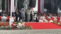 Kapolri Jenderal Listyo Sigit Prabowo dalam upacara HUT ke-78 Bhayangkara, Polri, Senin (1/7/2024). (Liputan6.com/ Nanda Perdana Putra)