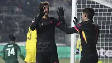 Penyerang muda Chelsea, Marc Guiu (kiri), berhasil mencetak satu gol saat timnya meraih kemenangan 3-1 atas Astana pada laga kelima UEFA&nbsp;Conference League di&nbsp;Almaty Ortalyk Stadium, Kamis (13/12/2024) malam WIB. (AP Photo)