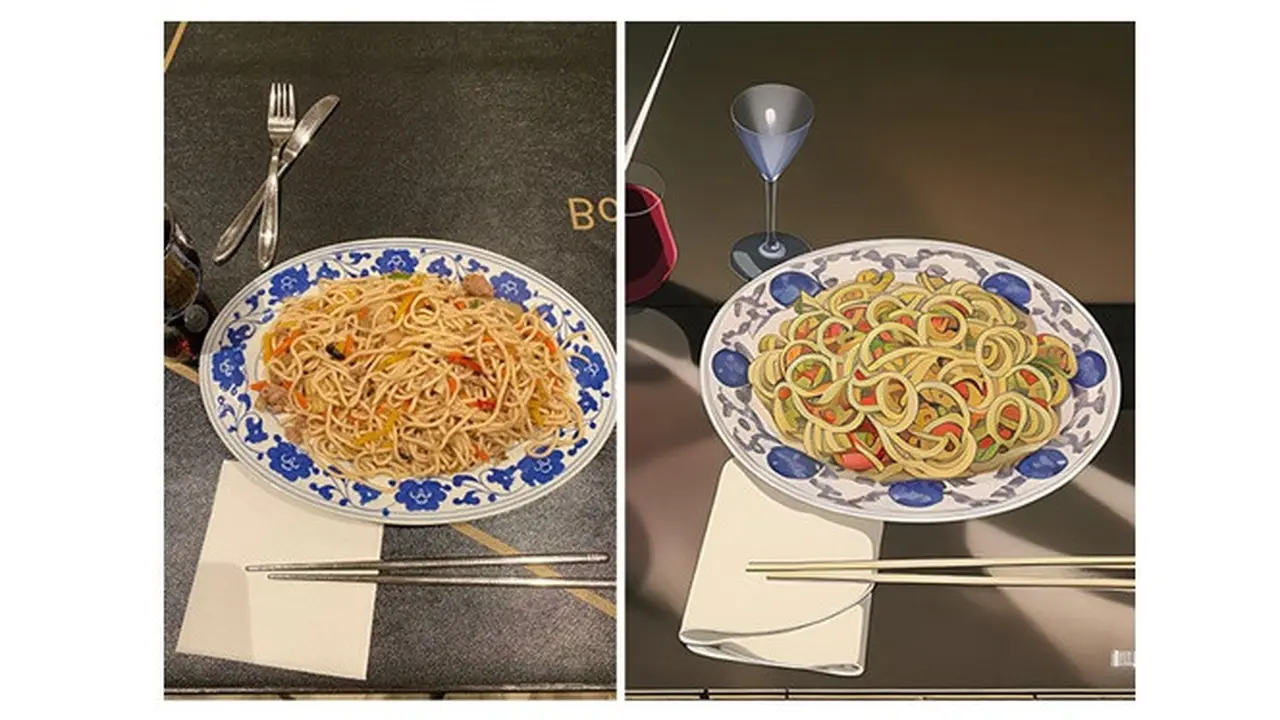 6 Potret Makanan Foto Asli Vs Gambar Animasi Ini Unik, Detailnya Hampir Sama