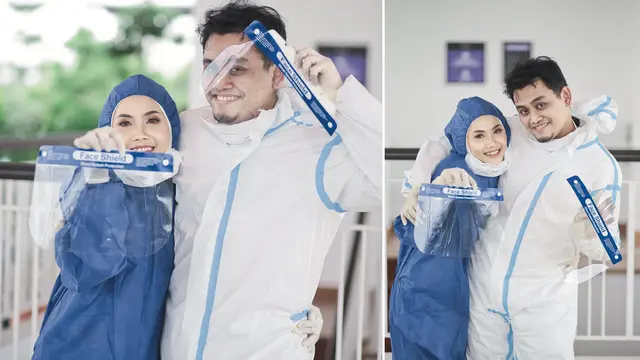 Bertemu Saat Karantina, Pasangan Perawat Ini Pilih Kenakan APD Saat Prewedding. (Sumber: Facebook/Taufiq Noor)