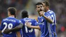 Striker Chelsea, Diego Costa, merayakan gol yang dicetaknya ke gawang Hull pada laga Premier League di Stadion Kingston Communications, Inggris, Sabtu (1/10/2016). Chelsea menang 2-0 atas Hull. (Reuters/Carl Recine)