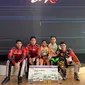 Pegokart Qarrar Firhand Ali (tengah) berhasil merebut juara di kelas little rocker di kejuaraan Rok Asia Zone 4 di Singapura (istimewa)