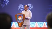 Menteri Dalam Negeri (Mendagri) Muhammad Tito Karnavian saat membuka Rapat Koordinasi Nasional (Rakornas) Pembinaan dan Pengawasan (Binwas) Penyelenggaraan Pemerintahan Daerah Tahun 2025 di Jakarta, Kamis (9/10/2025).